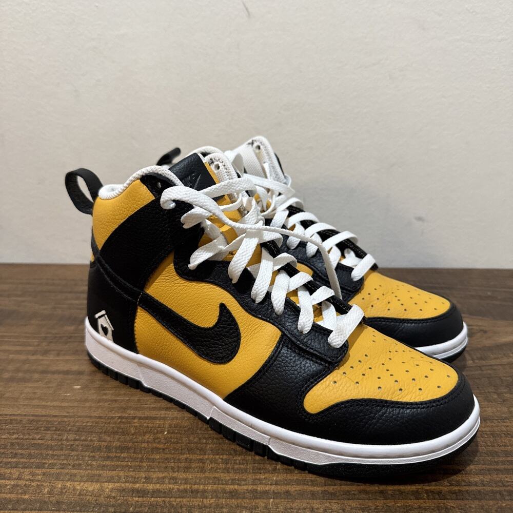 Nike Dunk High Black Yellow Sneakers Womens Size 8.5